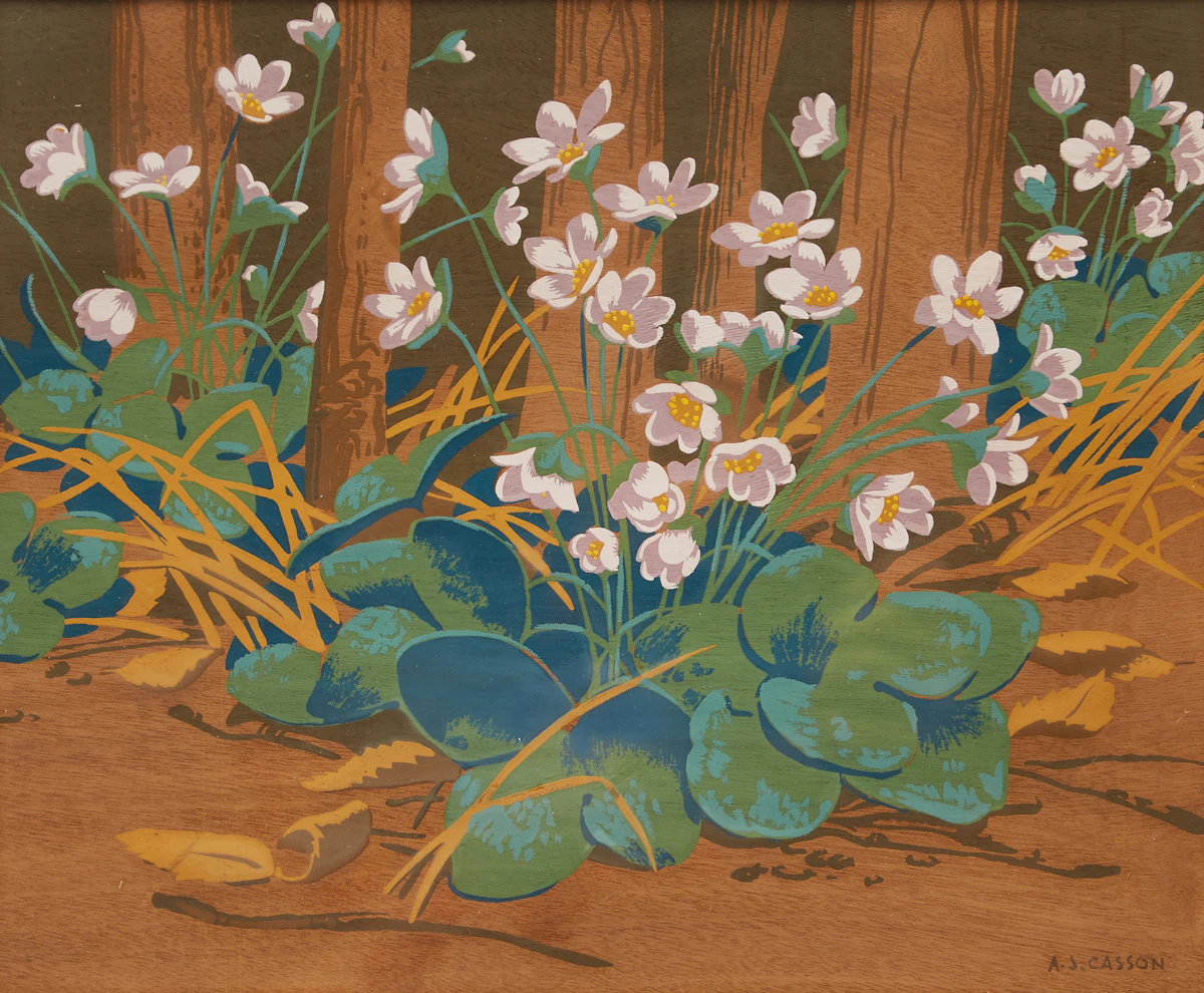 Alfred Joseph Casson, Hepatica Flowers, colour silkscreen