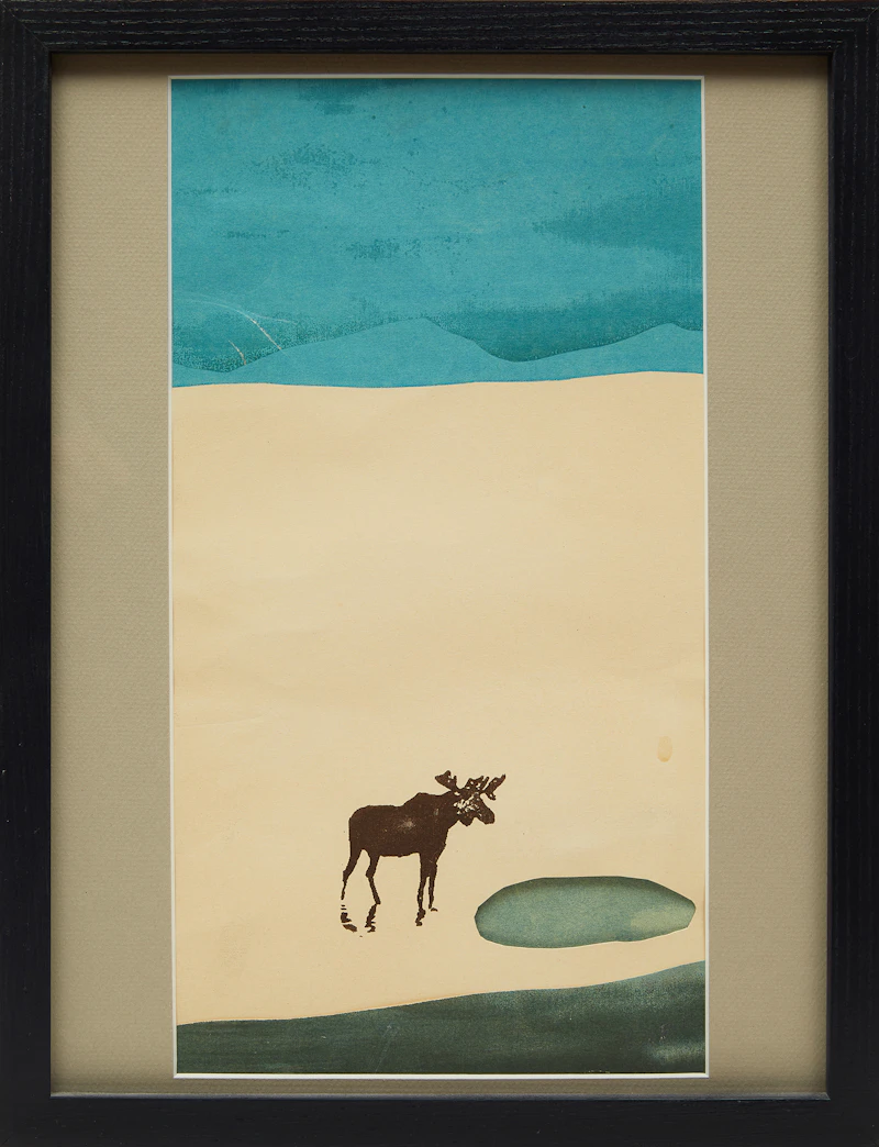 Charles Pachter, Moose in Landscape, mixed media and collage, 1973 - view 2