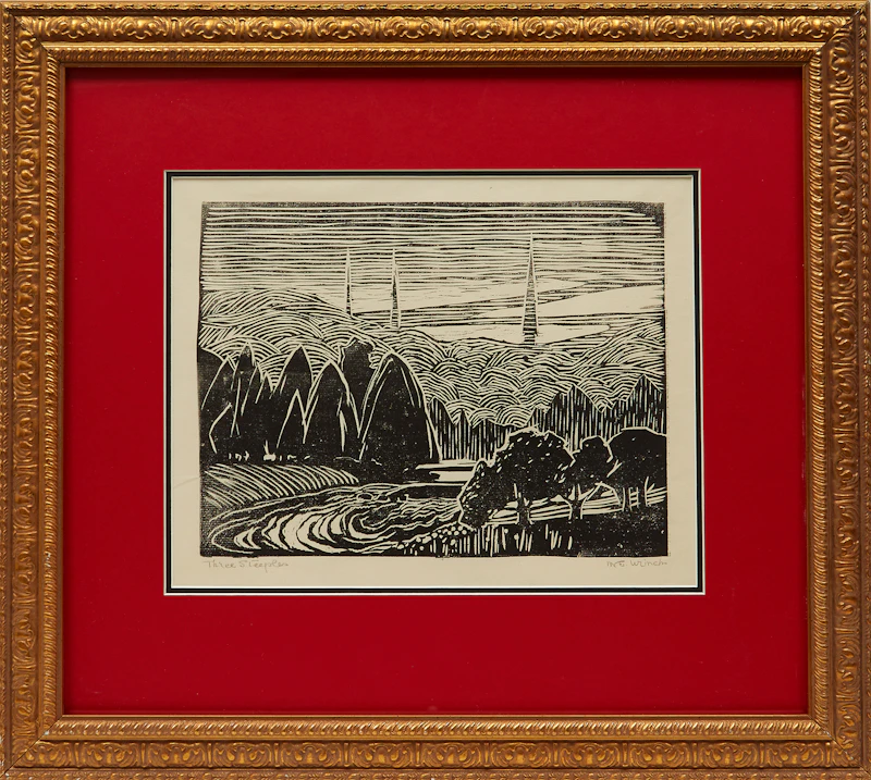 Mary Evelyn Wrinch, Three Steeples, blockprint - view 2