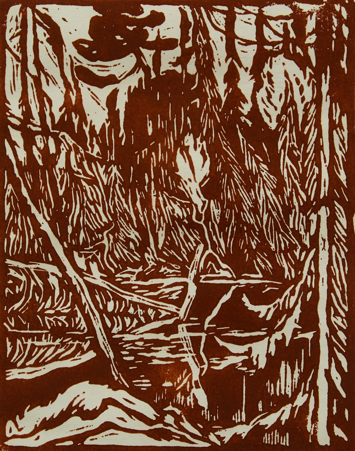 James Edward Hervey MacDonald, Beaver Pond, Algoma, woodcut