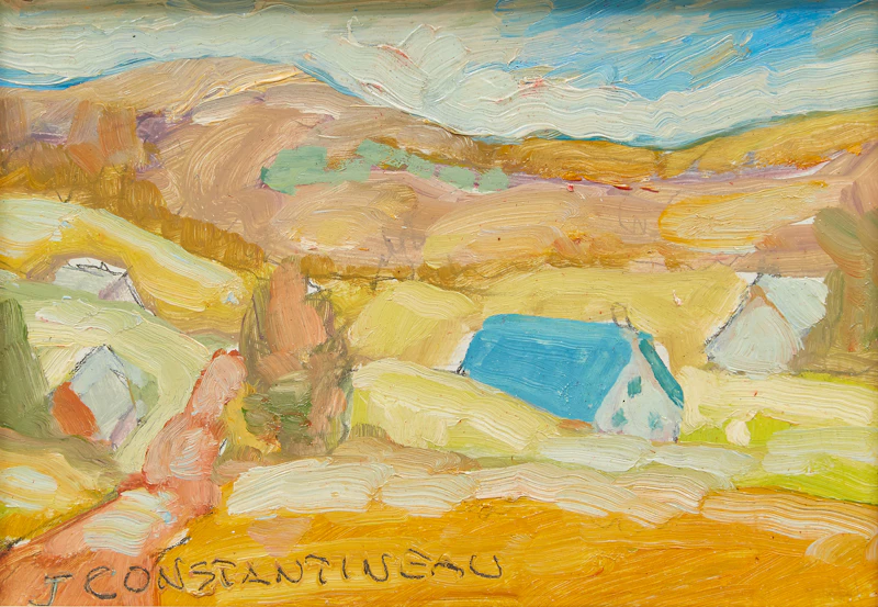 Jean Constantineau, Three Quebec Landscapes, three oils on masonite - view 8