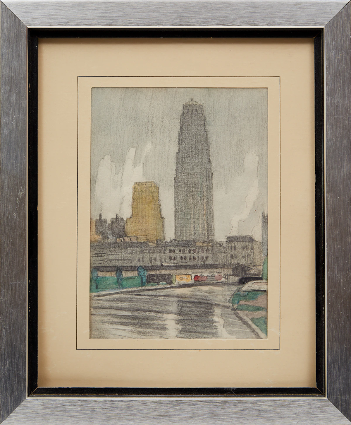 Peter Clapham Sheppard, Canadian Bank of Commerce Building; Canada Malting Company Factory Scene; Getting Her Ready, three graphite and watercolour works on paper