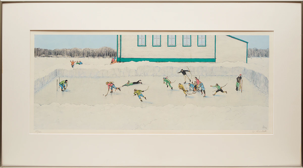 William Kurelek, Breakaway, colour lithograph