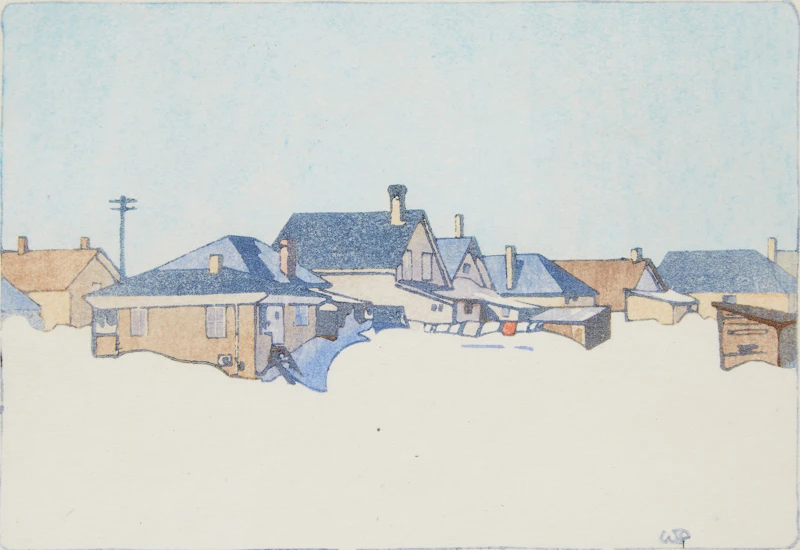 Walter Joseph Phillips, A Winnipeg Street Snowbound, colour woodblock print - view 2