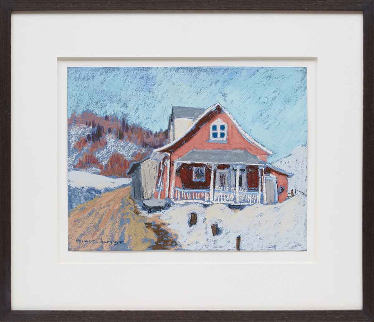 Horace Champagne, Pink + Blue, St. Joachim, Québec, pastel, 1982