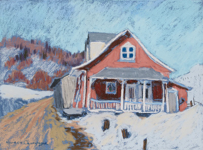 Horace Champagne, Pink + Blue, St. Joachim, Québec, pastel, 1982 - view 2