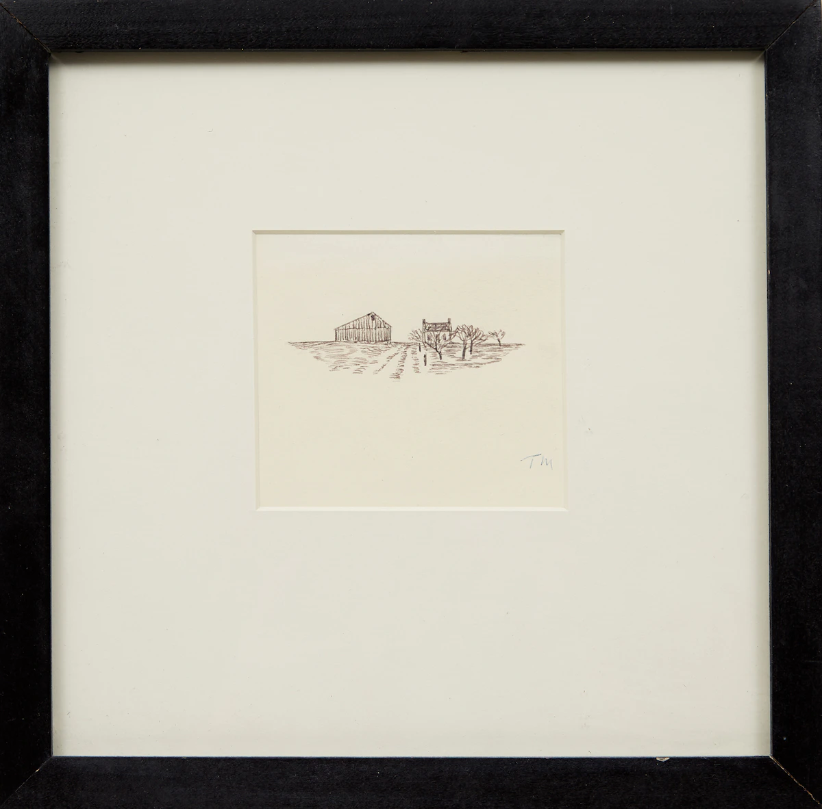 Thoreau MacDonald, Farm Landscape, pen drawing