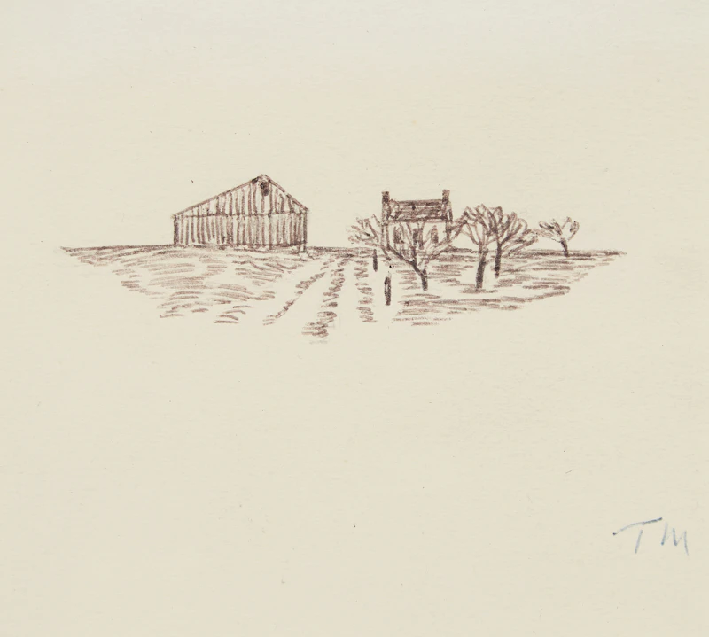 Thoreau MacDonald, Farm Landscape, pen drawing - view 2