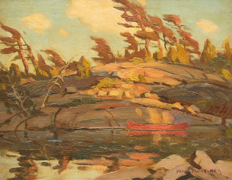 Landscape with Red Canoe by Frank Shirley Panabaker