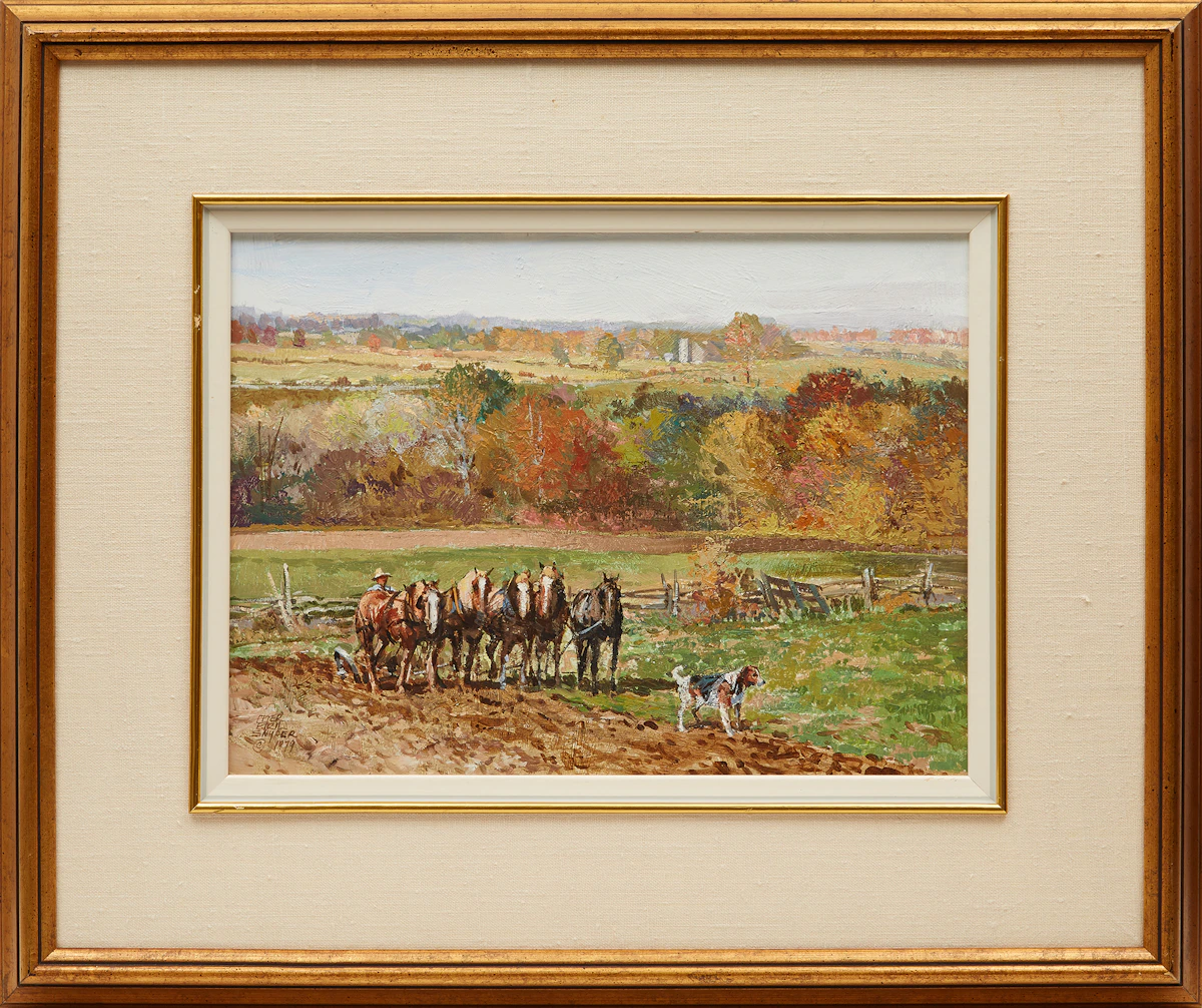 Peter Etril Snyder, Resting the Horses, oil on board, 1979