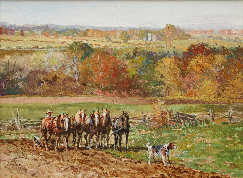 Peter Etril Snyder, Resting the Horses, oil on board, 1979 - view 2