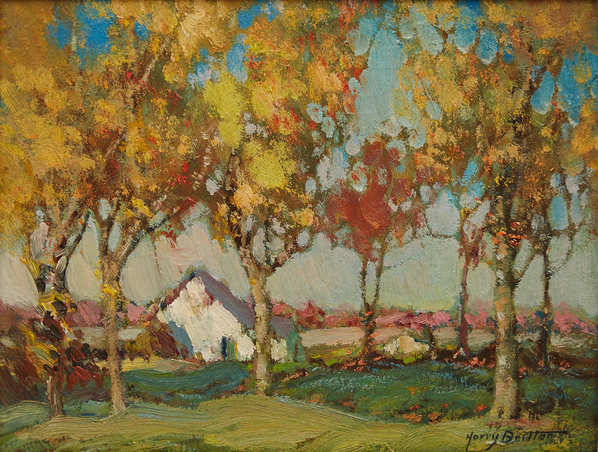 Harry Britton, Autumn Landscape, oil on board