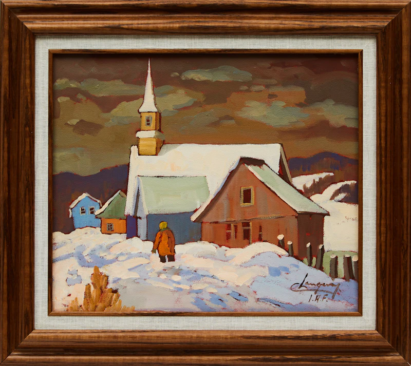 Claude Langevin, Winter Village Scene, oil on canvas - view 2