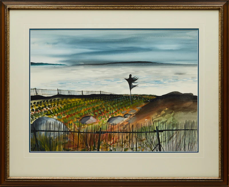 David Lloyd Blackwood, Lumsden, Newfoundland (Cabbage Field), mixed media on paper, 1972 - view 2