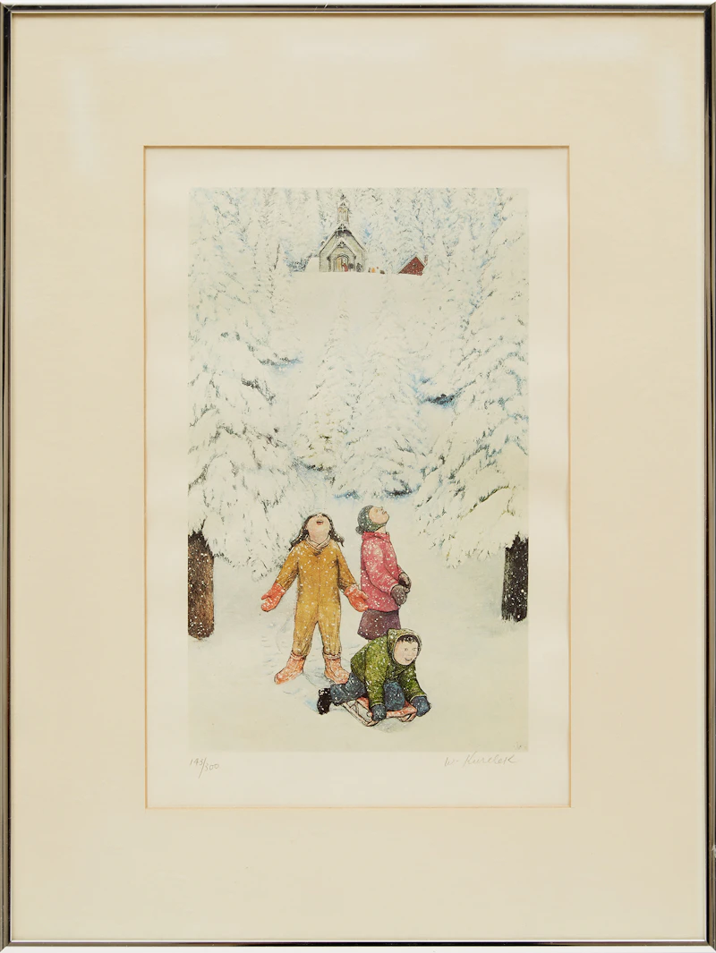 William Kurelek, Excitement Over First Heavy Snow, colour photolithograph - view 2