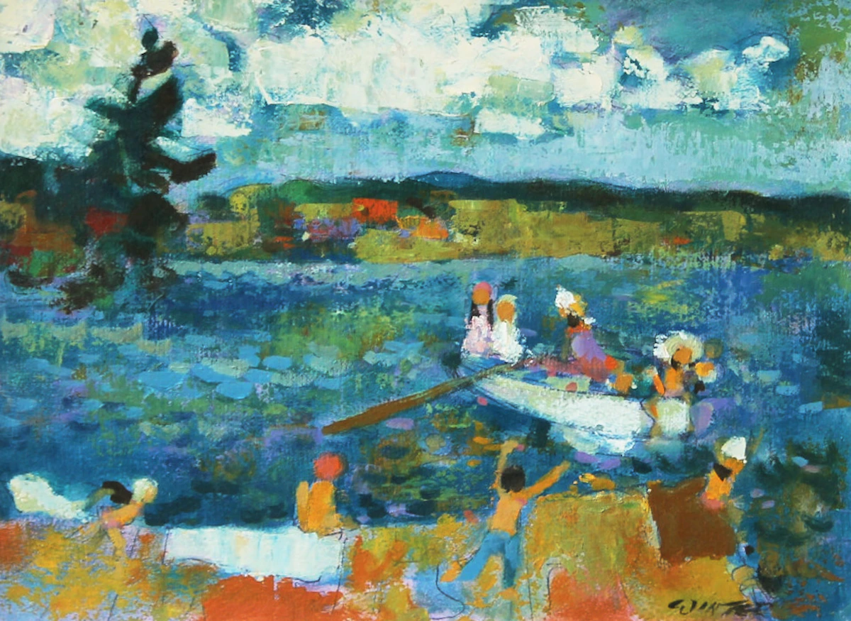 William Arthur Winter, The Visitors, oil on canvas board