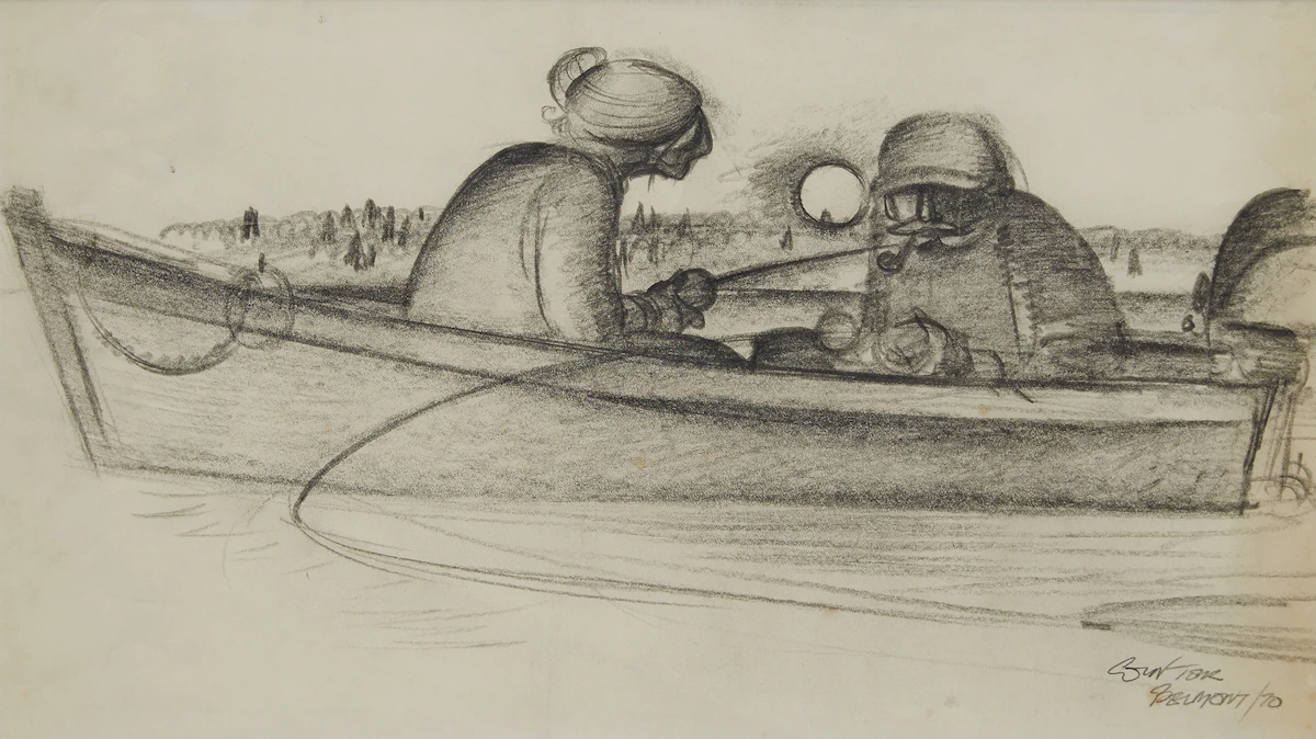William Arthur Winter, Fishing Boat, graphite drawing, 1970