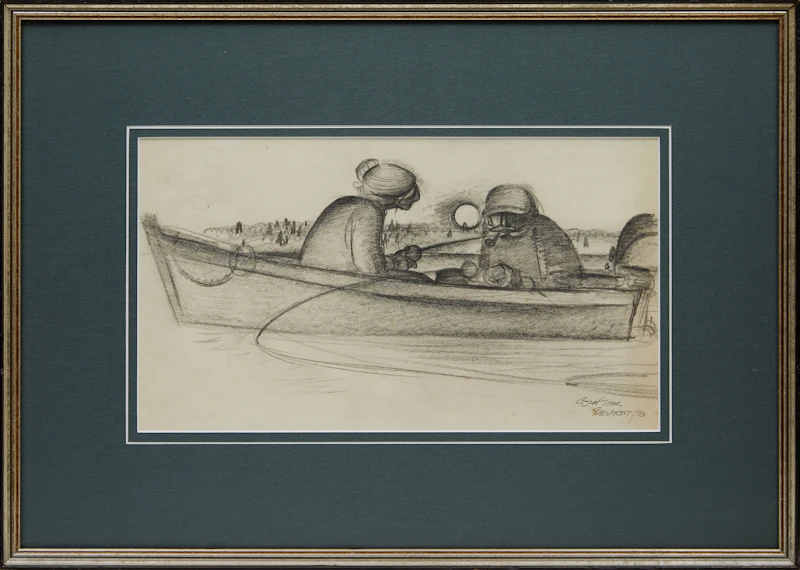 William Arthur Winter, Fishing Boat, graphite drawing, 1970 - view 2
