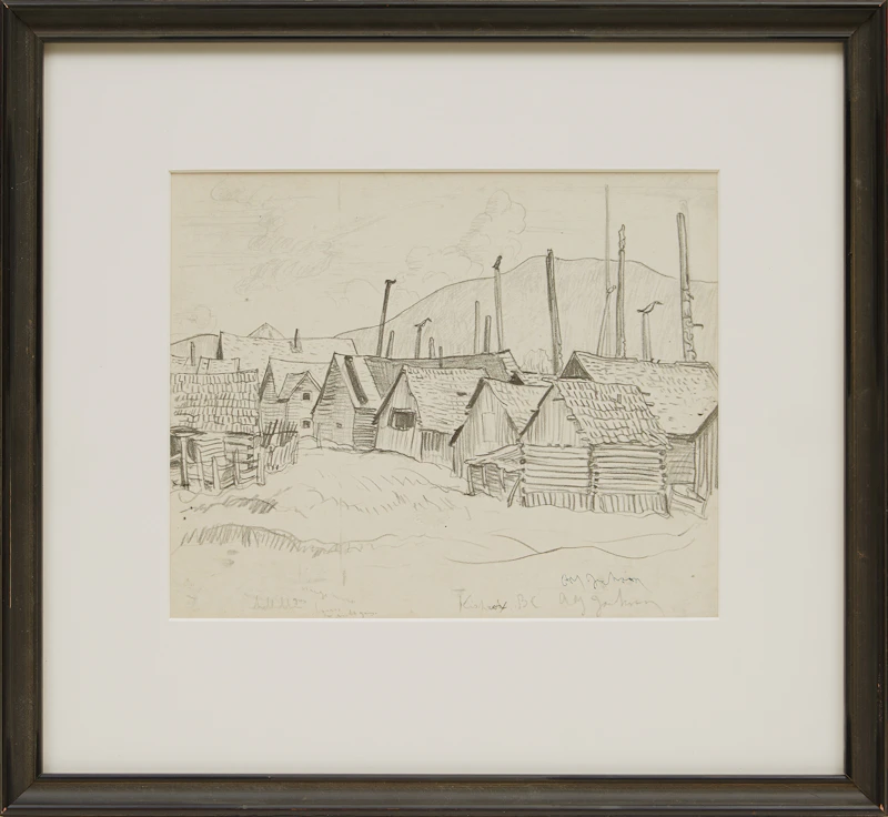 Alexander Young Jackson, Potlatch Houses and Totem Poles in Kispiox on the Upper Skeena River, B.C., photolithograph - view 2