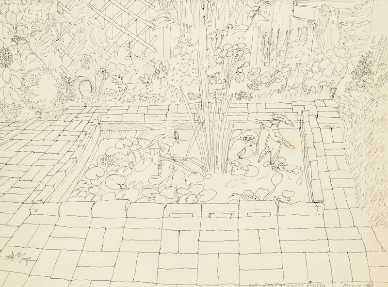 Lily Pond and Flower Garden (1985) by Gregory Richard Curnoe