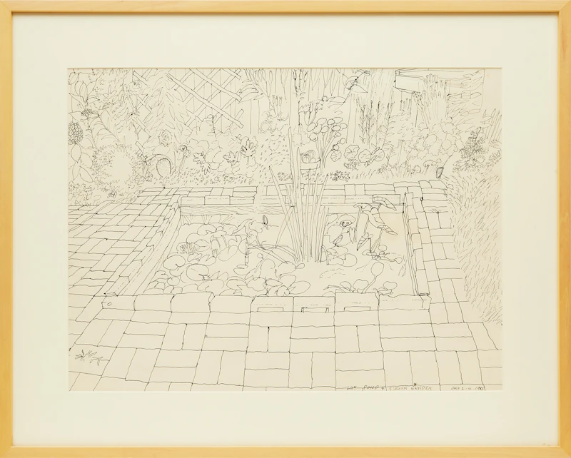 Gregory Richard Curnoe, Lily Pond and Flower Garden (1985), pen and ink on paper, 1985 - view 2