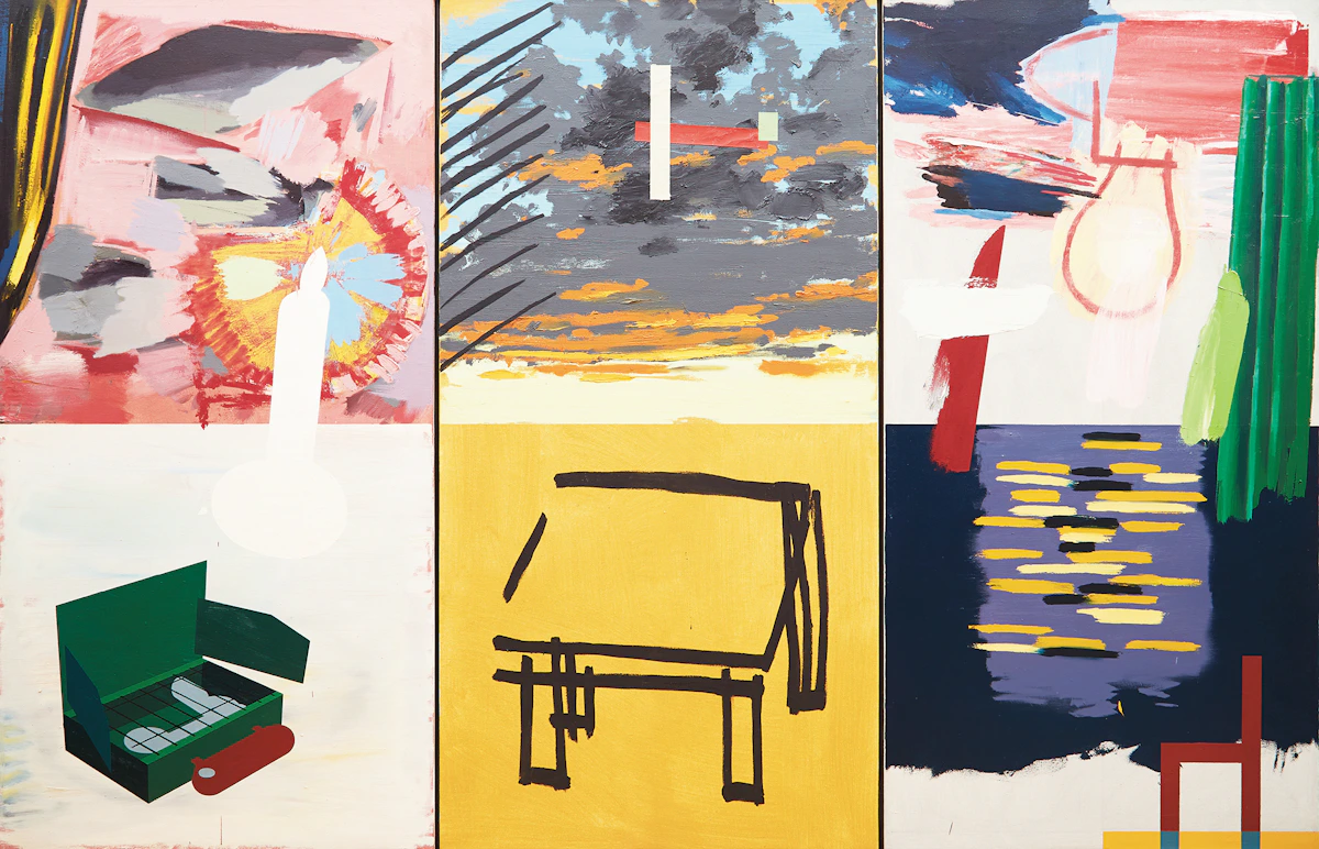 Ron Moppett, Studio/Light 3, oil on canvas triptych, 1981