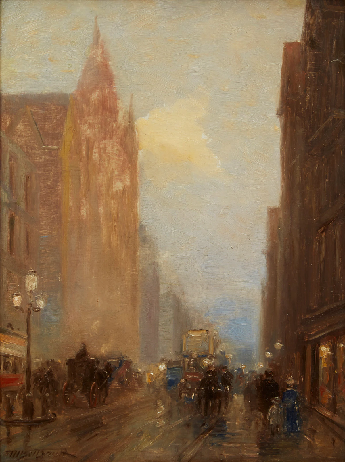 Frederic Marlett Bell-Smith, European Street Scene , oil on board