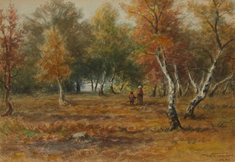 Frederick Arthur Verner, Autumn Stroll, watercolour, 1900 - view 2