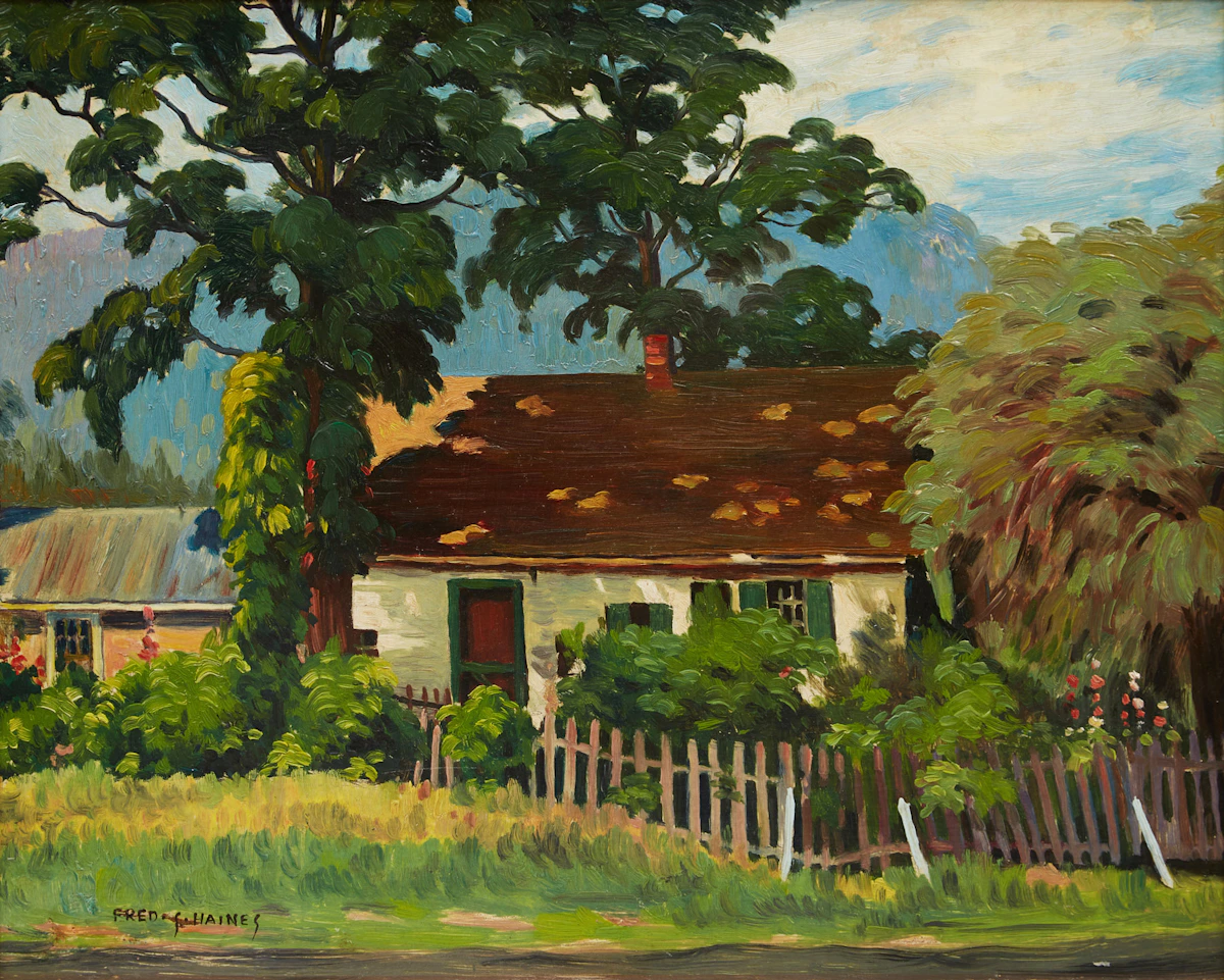 Frederick Stanley Haines, Picket Fence, oil on board