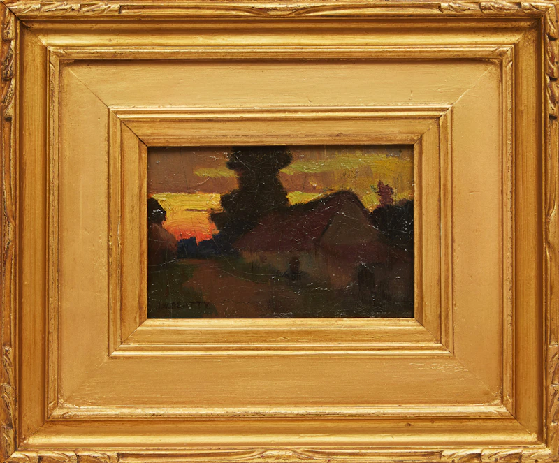 John William Beatty, Cottage at Dusk, oil on board - view 2