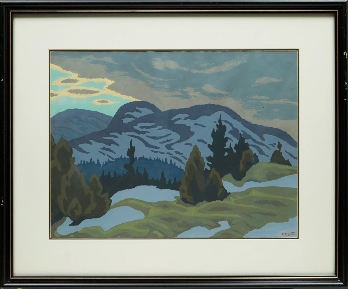 Edwin Headley Holgate, Snow Clouds, colour silkscreen