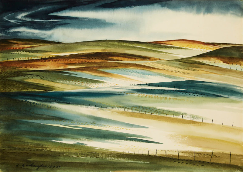 Carl Fellman Schaefer, Sky Clearing, Waterloo County, watercolour, 1967 - view 2