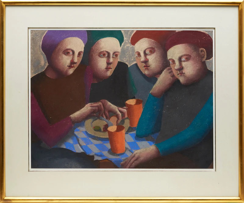 Louise Scott, Sharing a Meal, pastel - view 2