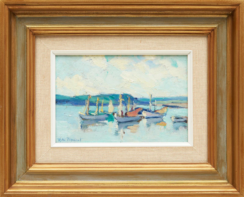Rita Mount, Moored Boats, Port-Daniel, oil on canvas board - view 2