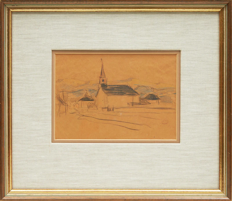 Clarence Alphonse Gagnon, Village, St. Lawrence, North Shore, crayon drawing - view 2
