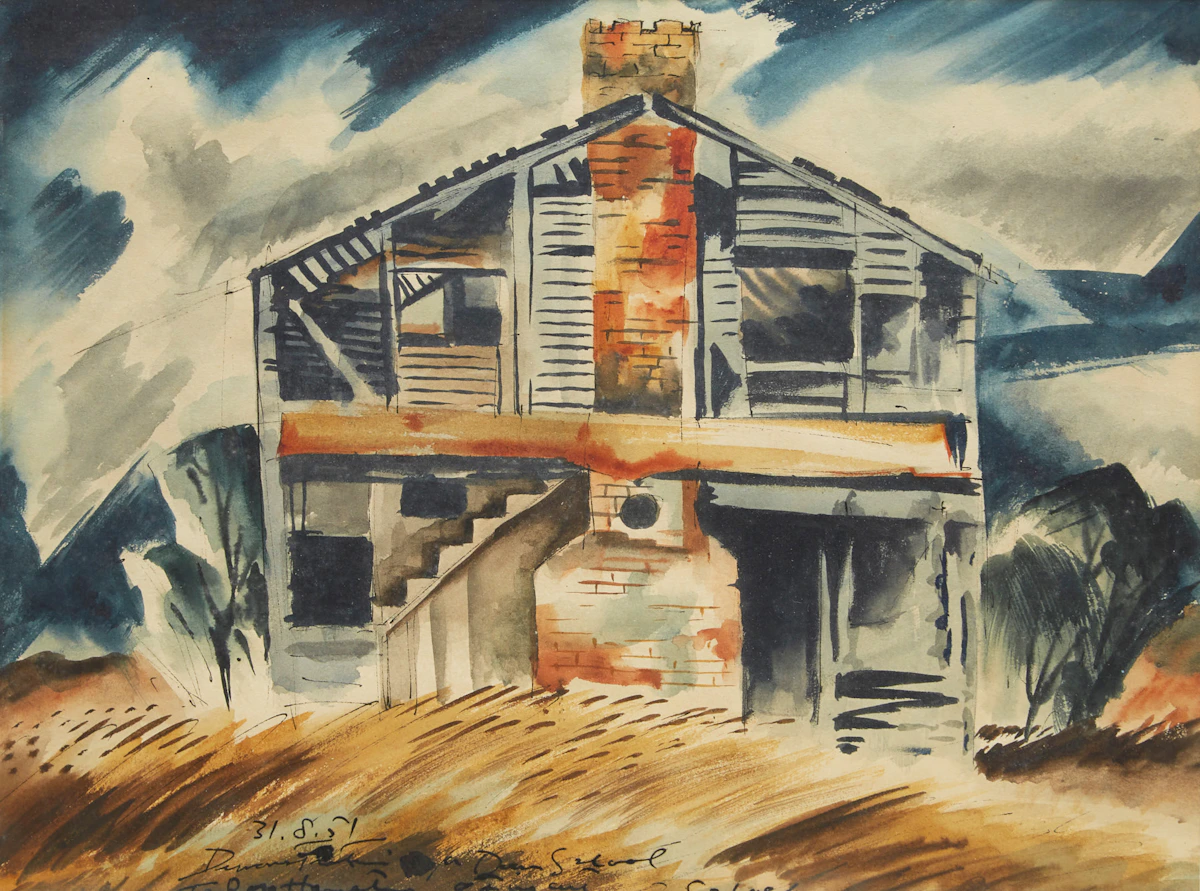 Carl Fellman Schaefer, Abandoned School, watercolour, 1951