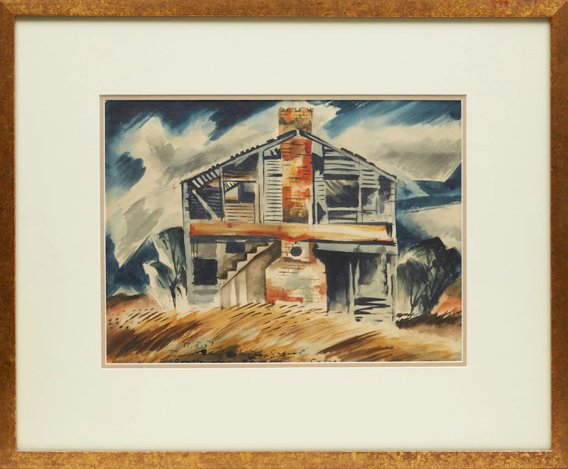 Carl Fellman Schaefer, Abandoned School, watercolour, 1951 - view 2