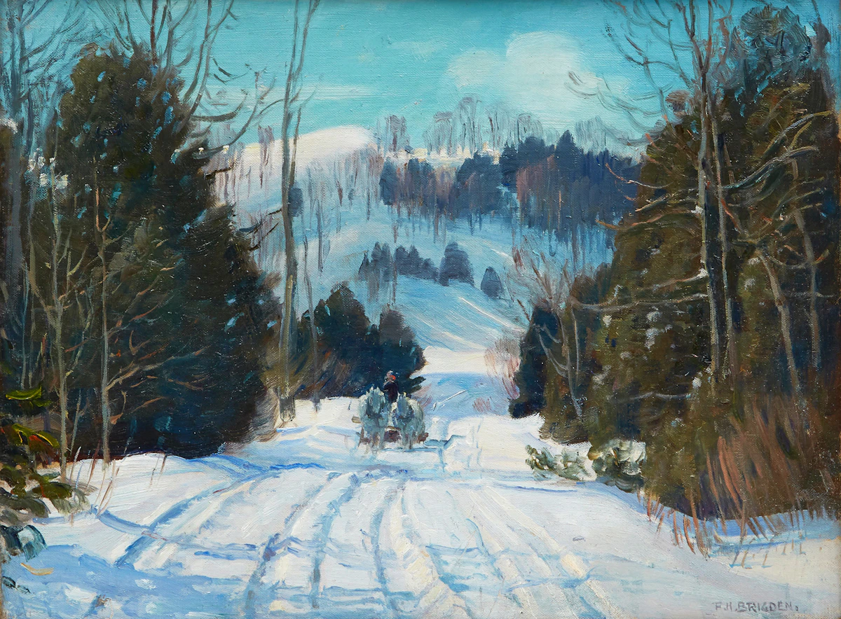 Frederick Henry Brigden, Back Road in Winter, oil on canvas board