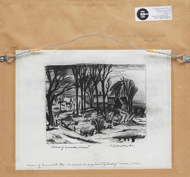 Carl Fellman Schaefer, View of Norwich, Vermont, graphite drawing, 1941 - view 3