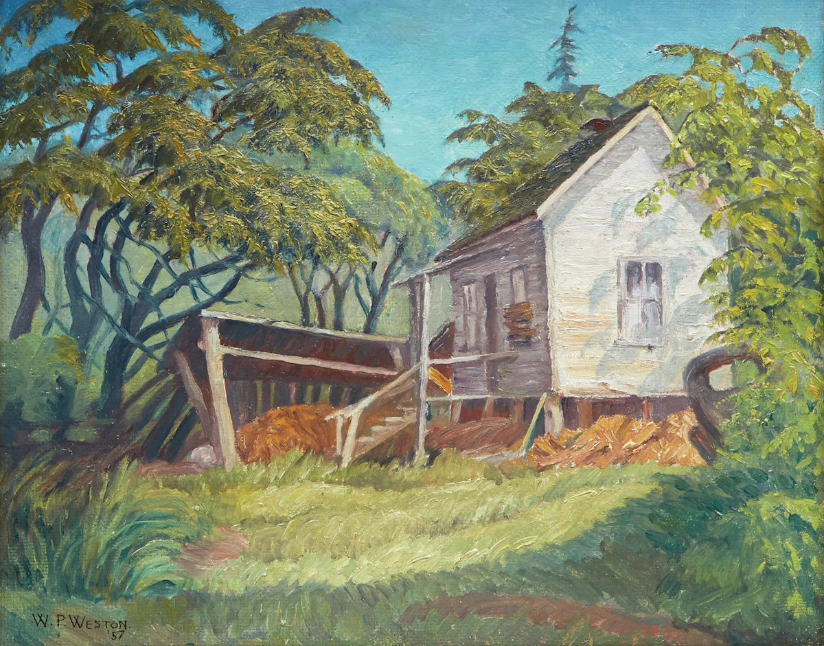 William Percival Weston, Capilano Reservation, oil on board, 1957