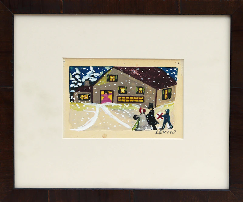Maud Lewis, Carolers in Winter, watercolour and gouache on paper - view 2