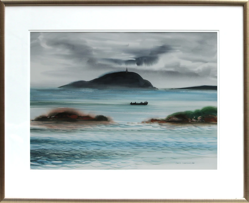 David Lloyd Blackwood, Boat Passing, Wesleyville, watercolour, 1980 - view 2