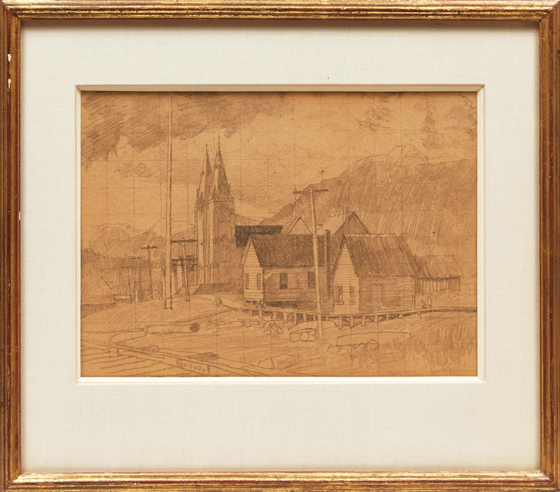 Edward John Hughes, Indian Church, North Vancouver, B.C., graphite on paper - view 2