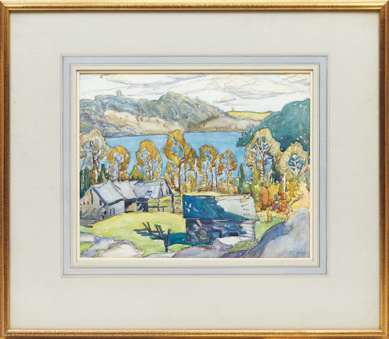 Franklin Carmichael, Old Barns, Miner’s Bay, watercolour, 1925 - view 2