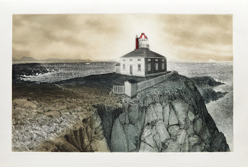 David Lloyd Blackwood, Cape Spear, Newfoundland, colour etching and aqutatint, 1983 - view 2