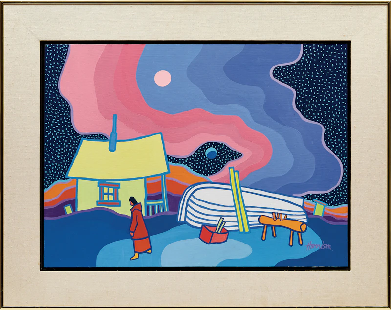 Ted Harrison, Evening Boat, acrylic on canvas, 1985 - view 2