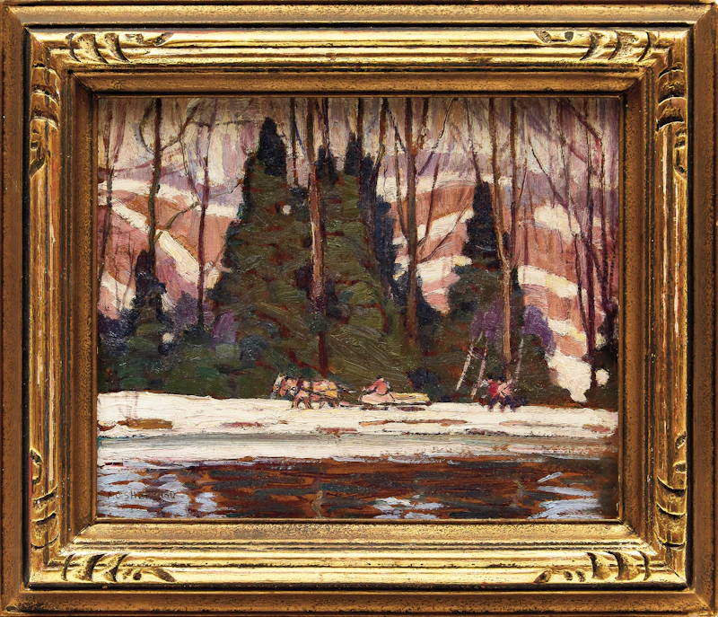 Peter Clapham Sheppard, Hauling the Maple Syrup out of the Bush, oil on board - view 2