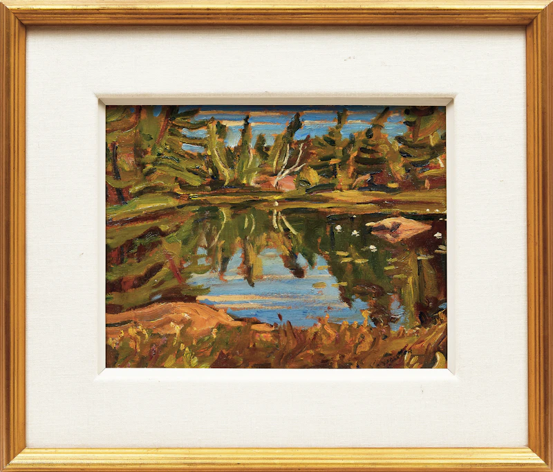 Alexander Young Jackson, Lake Reflection, oil on split panel - view 2