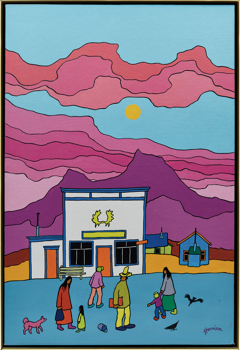 Ted Harrison, Atlin Café, acrylic on canvas board, 1981 - view 2