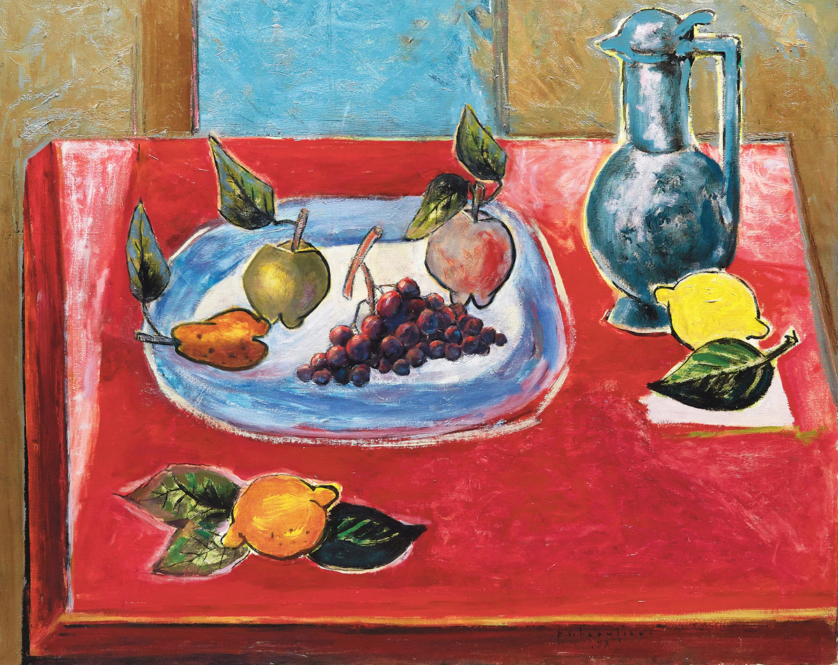 Paul-Vanier Beaulieu, Still Life of Fruit, oil on canvas, 1953